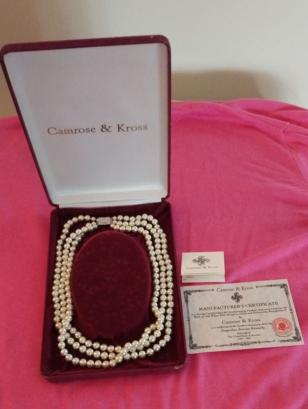 Triple Strand White Pearl Necklace